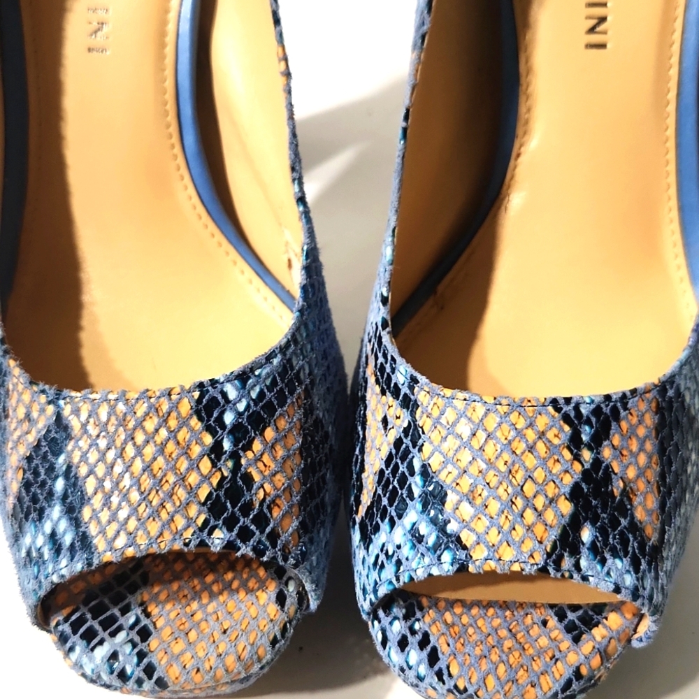 Gianni Bini Daniella Leather Snakeskin Platform Open Toe High Heel Size 8 EUC!! - Picture 15 of 16